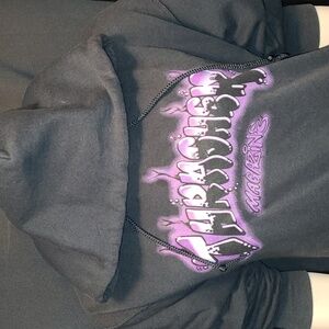 Thrasher AIRBRUSH Magazine Black Sweatshirt with Vibrant Purple Design Size MED